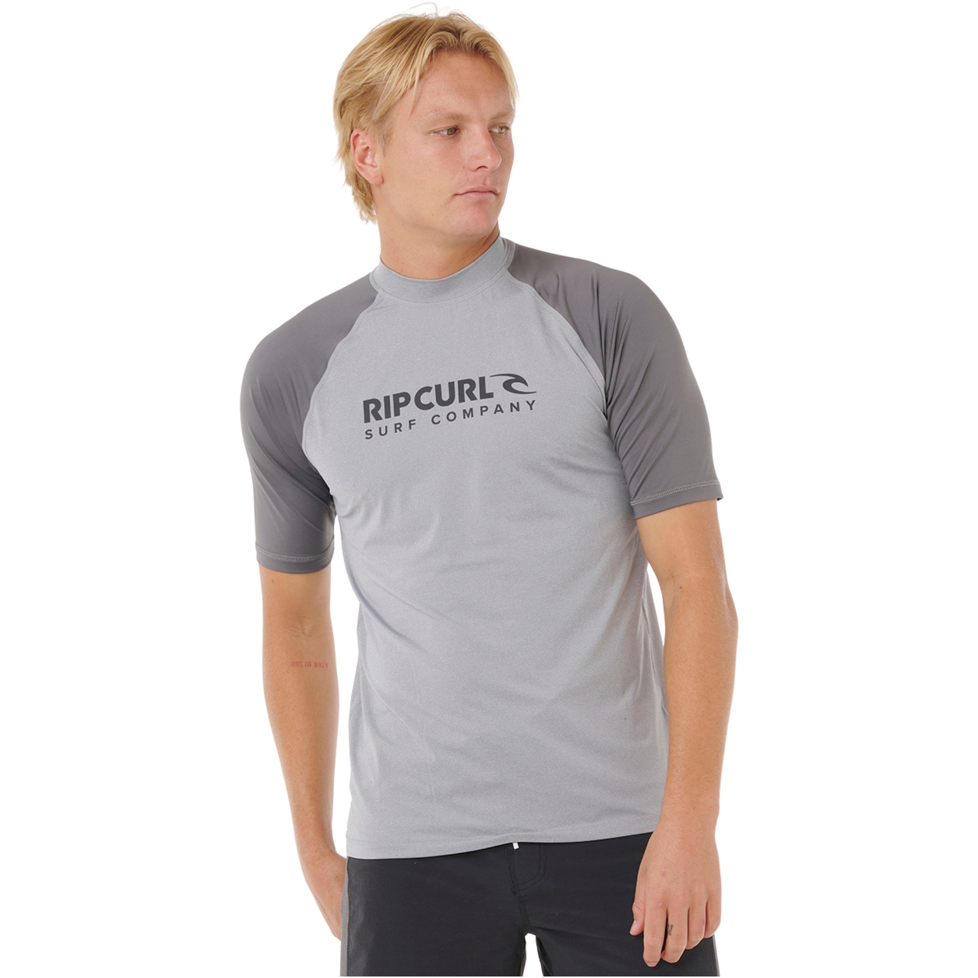 2026 Rip Curl M&auml;nner Shock UPF Kurzarm-Lycra-Weste 16HMRV - Grey Marle